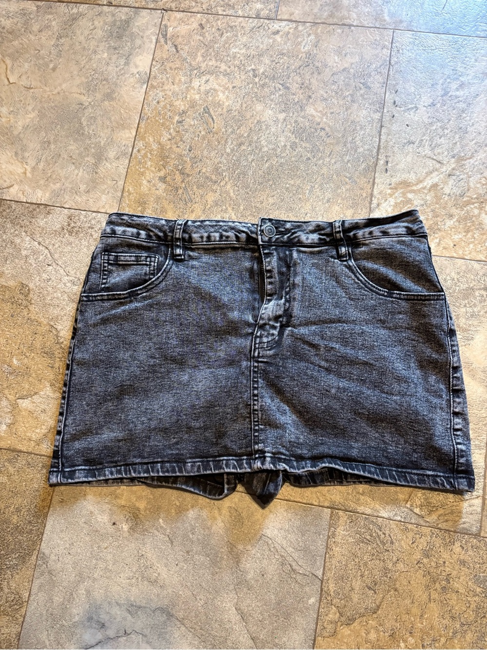Windsor Denim Black Acid Wash Skort Size XL Strech Y2K